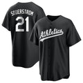 Blandc Athletics #21 Tyler Soderstrom Player Black&White Replica Stitched Jersey