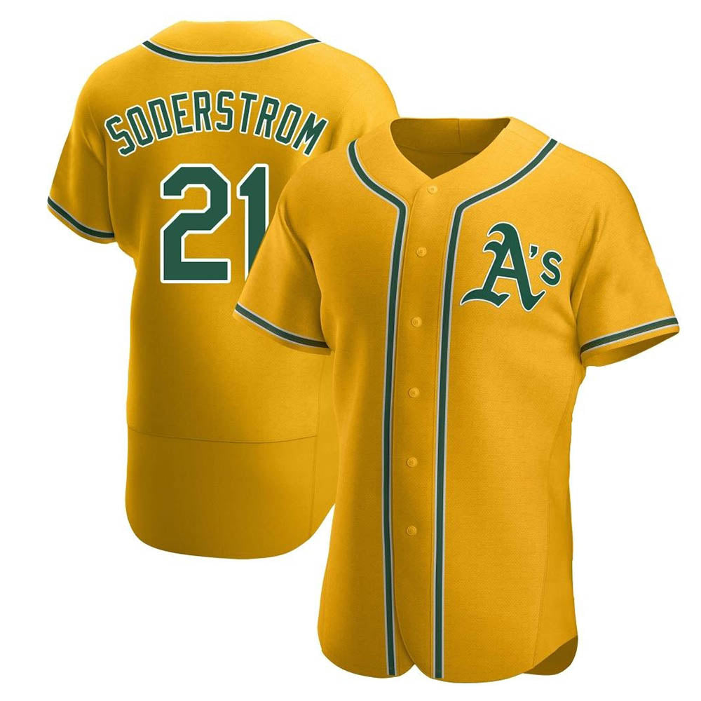 Blandc Athletics #21 Tyler Soderstrom Player Gold Authentic Alternate Stitched Jersey