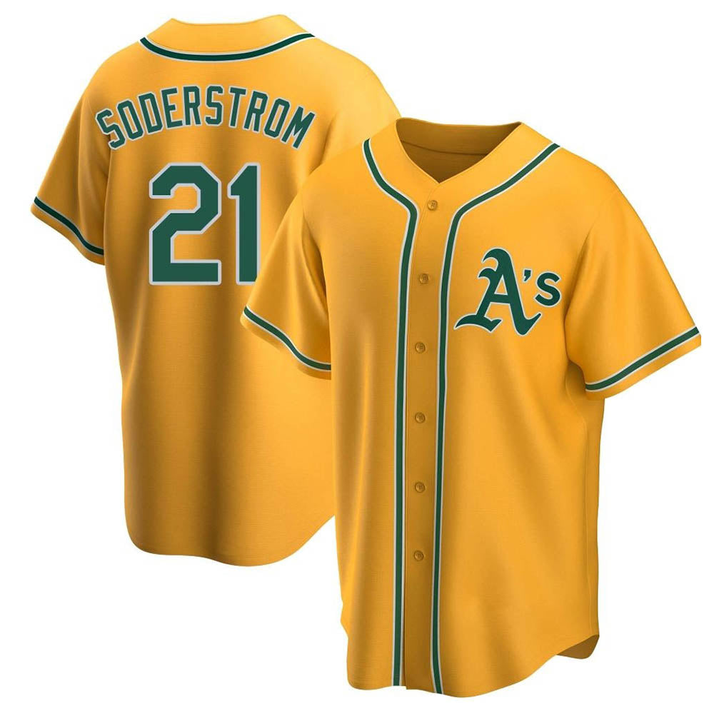 Blandc Athletics #21 Tyler Soderstrom Player Gold Replica Alternate Stitched Jersey
