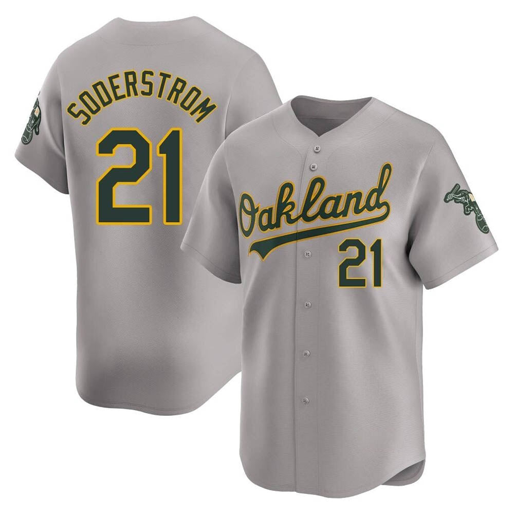 Blandc Athletics #21 Tyler Soderstrom Player Gray Limited Away Stitched Jersey