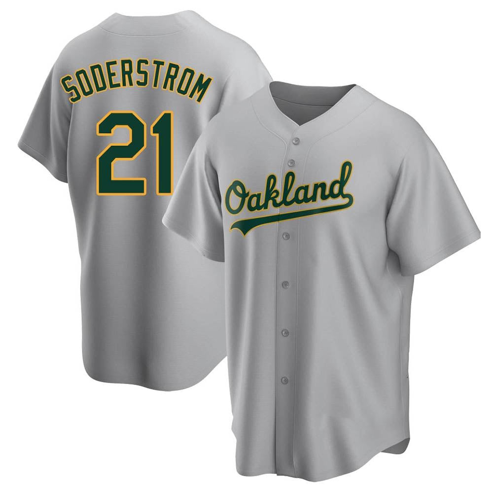 Blandc Athletics #21 Tyler Soderstrom Player Gray Replica Road Stitched Jersey
