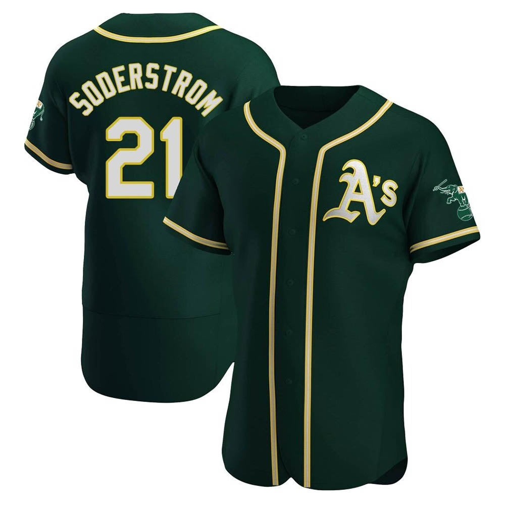 Blandc Athletics #21 Tyler Soderstrom Player Green Authentic Alternate Stitched Jersey