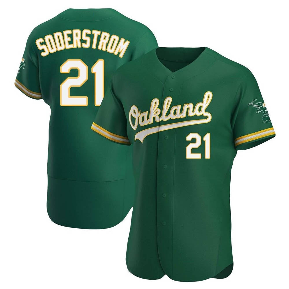 Blandc Athletics #21 Tyler Soderstrom Player Green Authentic Kelly Alternate Stitched Jersey