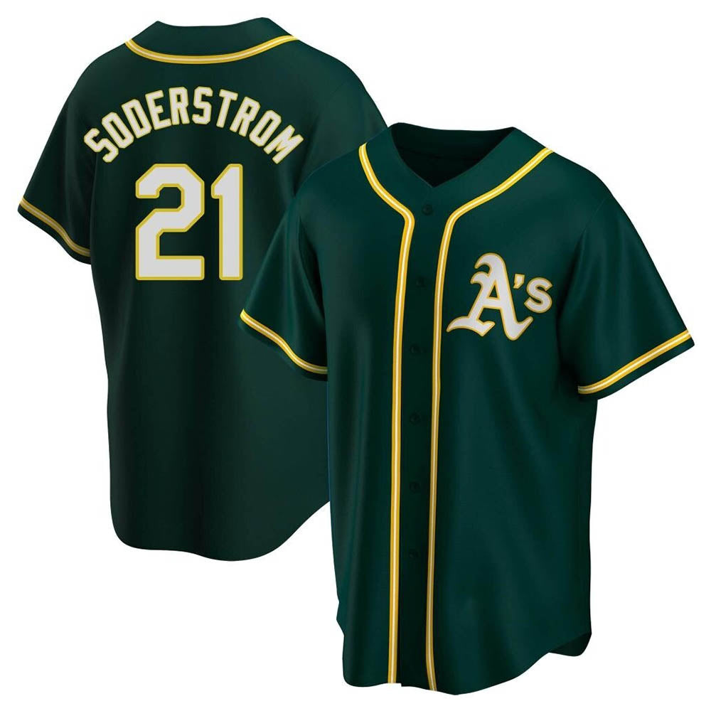 Blandc Athletics #21 Tyler Soderstrom Player Green Replica Alternate Stitched Jersey