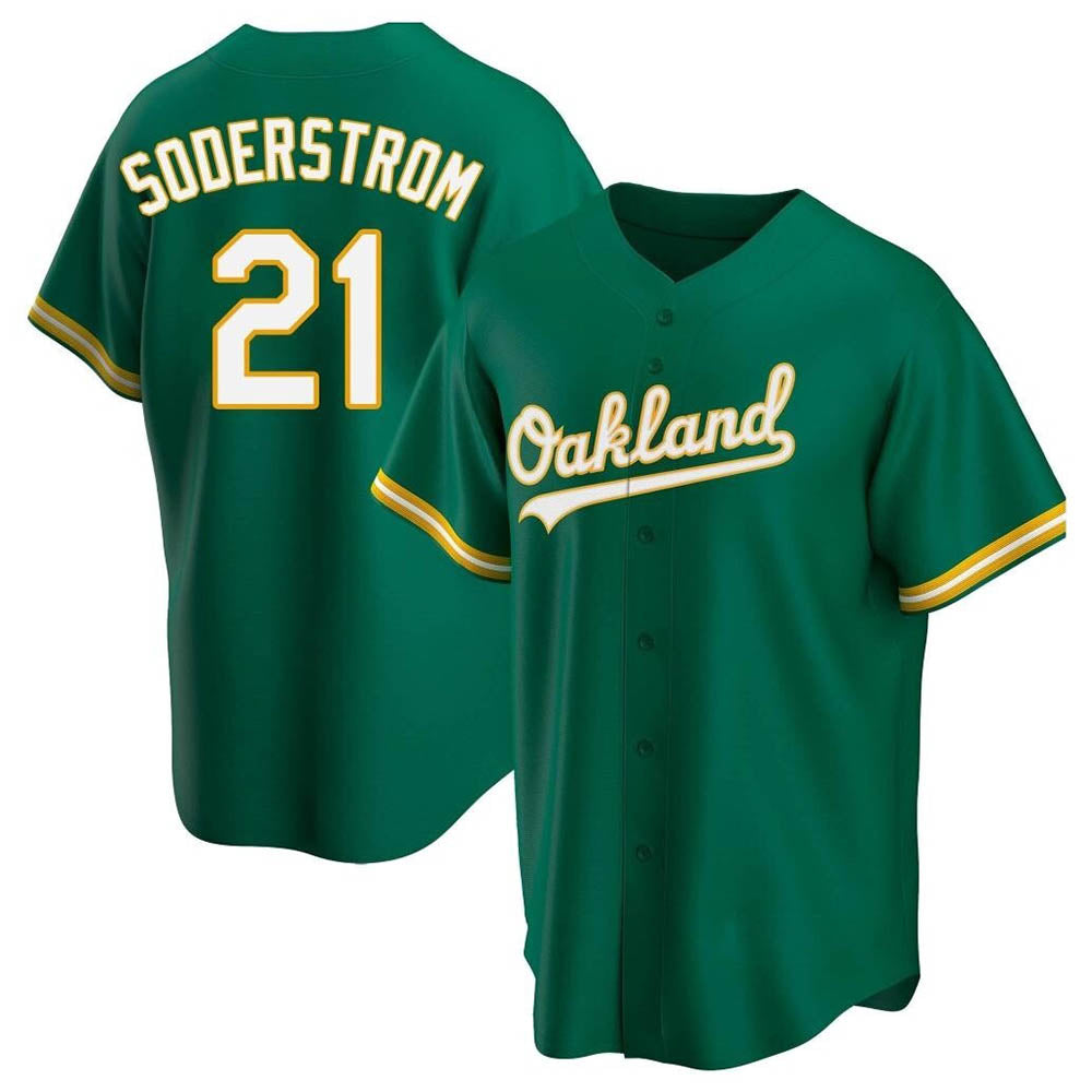 Blandc Athletics #21 Tyler Soderstrom Player Green Replica Kelly Alternate Stitched Jersey