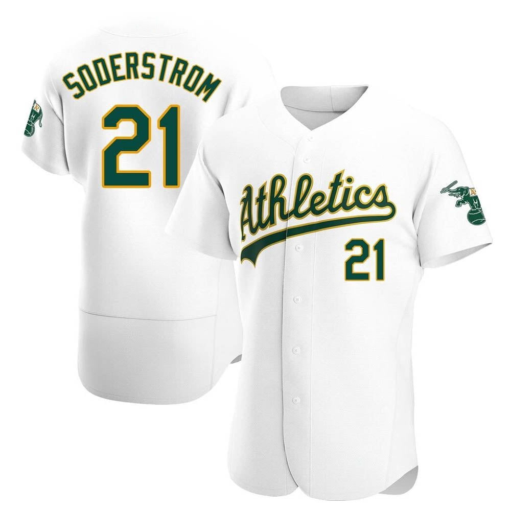 Blandc Athletics #21 Tyler Soderstrom Player White Authentic Home Stitched Jersey