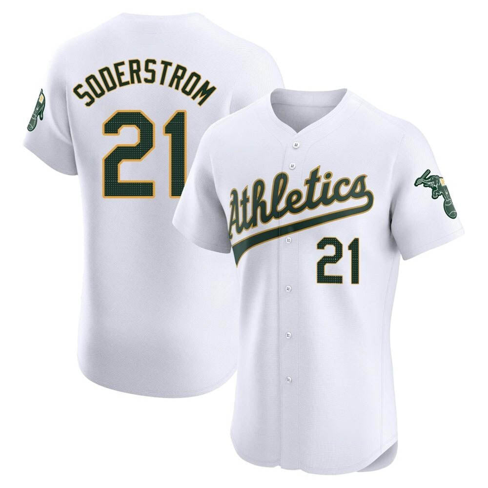 Blandc Athletics #21 Tyler Soderstrom Player White Elite Home Stitched Jersey