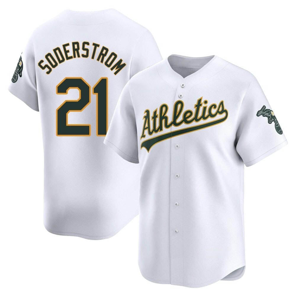 Blandc Athletics #21 Tyler Soderstrom Player White Limited Home Stitched Jersey