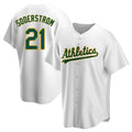 Blandc Athletics #21 Tyler Soderstrom Player White Replica Home Stitched Jersey