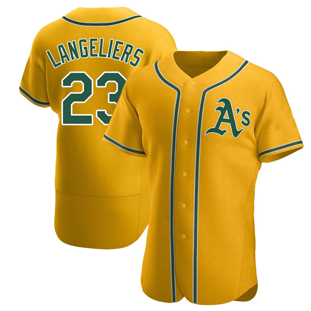Blandc Athletics #23 Shea Langeliers Player Gold Authentic Alternate Stitched Jerseys
