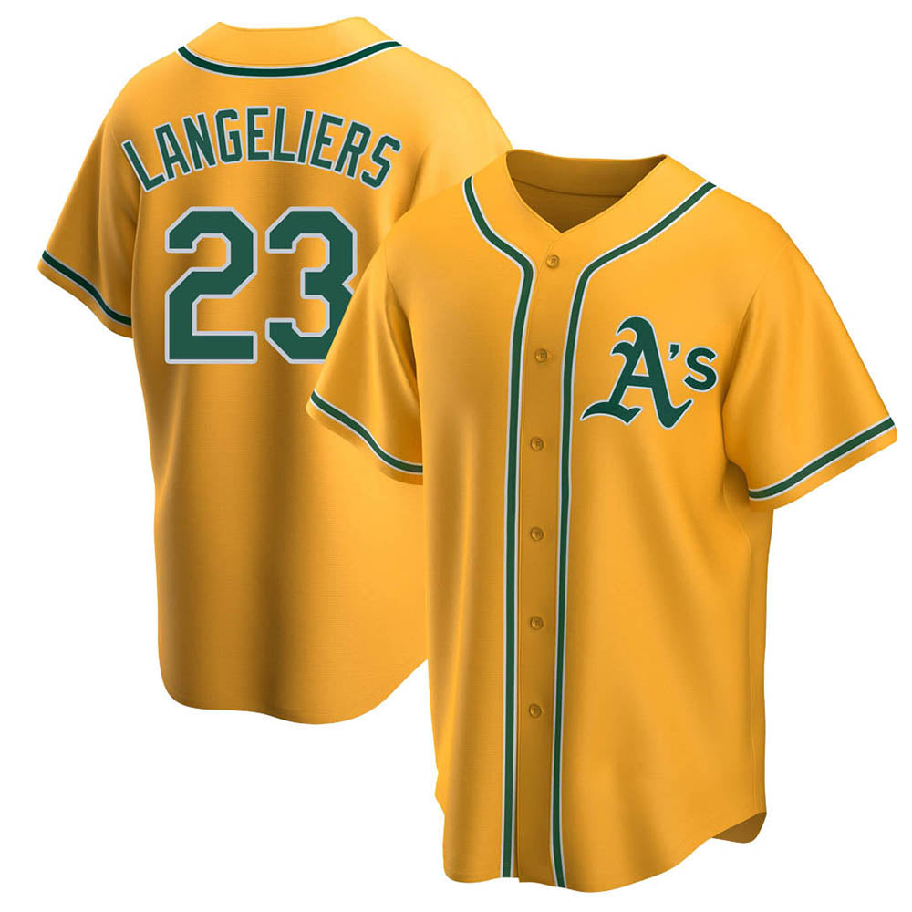 Blandc Athletics #23 Shea Langeliers Player Gold Replica Alternate Stitched Jersey