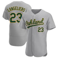 Blandc Athletics #23 Shea Langeliers Player Gray Authentic Road Stitched Jersey