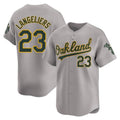 Blandc Athletics #23 Shea Langeliers Player Gray Limited Away Stitched Jersey