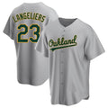 Blandc Athletics #23 Shea Langeliers Player Gray Replica Road Stitched Jerseys