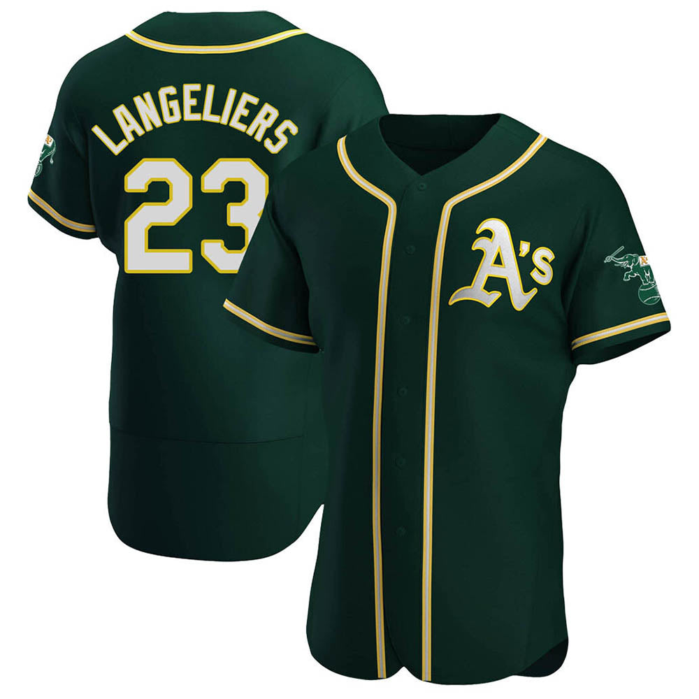 Blandc Athletics #23 Shea Langeliers Player Green Authentic Alternate Stitched Jerseys