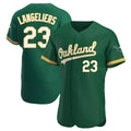 Blandc Athletics #23 Shea Langeliers Player Green Authentic Kelly Alternate Stitched Jerseys