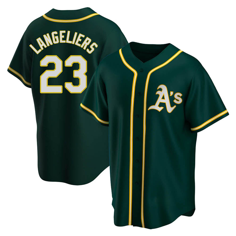 Blandc Athletics #23 Shea Langeliers Player Green Replica Alternate Stitched Jerseys