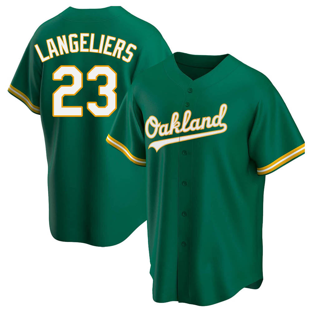 Blandc Athletics #23 Shea Langeliers Player Green Replica Kelly Alternate Stitched Jerseys