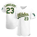 Blandc Athletics #23 Shea Langeliers Player White Authentic Home Stitched Jersey