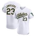 Blandc Athletics #23 Shea Langeliers Player White Elite Home Stitched Jersey