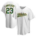 Blandc Athletics #23 Shea Langeliers Player White Replica Home Stitched Jerseys