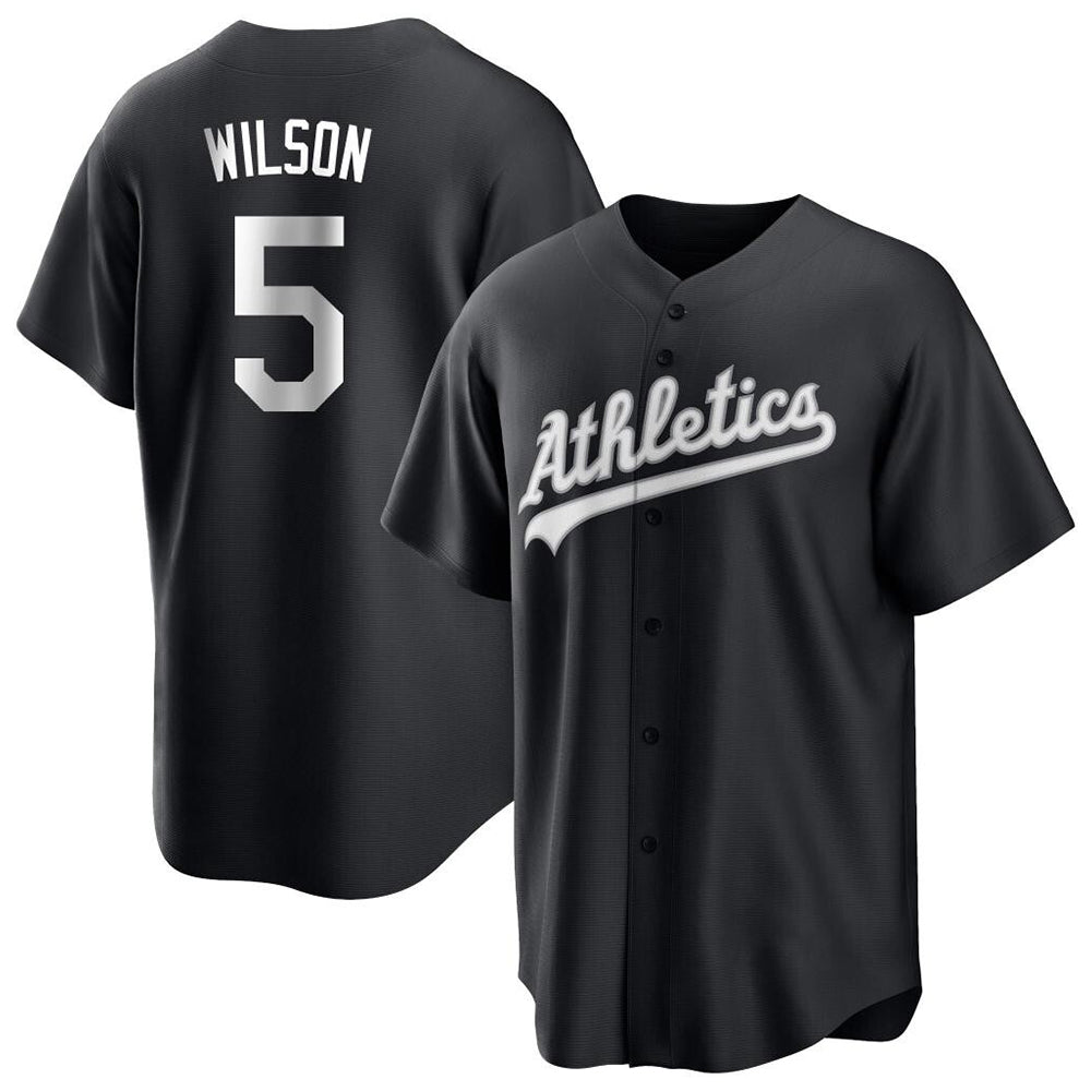 Blandc Athletics #5 Jacob Wilson Black&White Replica Alternate Stitched Jersey