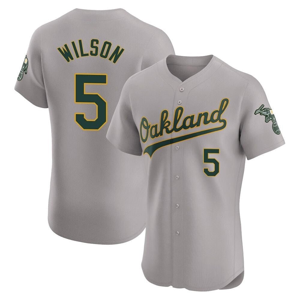Blandc Athletics #5 Jacob Wilson Gray Elite Road Stitched Jersey