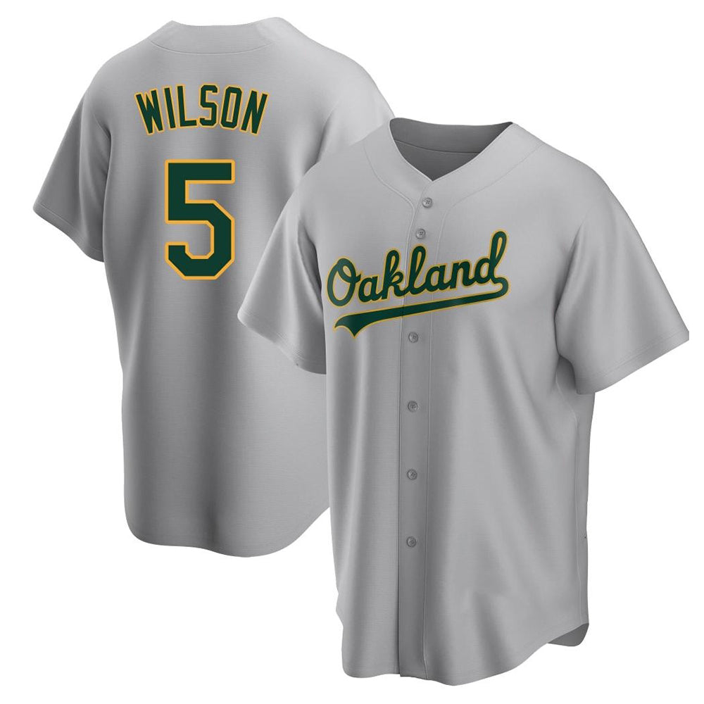 Blandc Athletics #5 Jacob Wilson Gray Replica Road Stitched Jersey