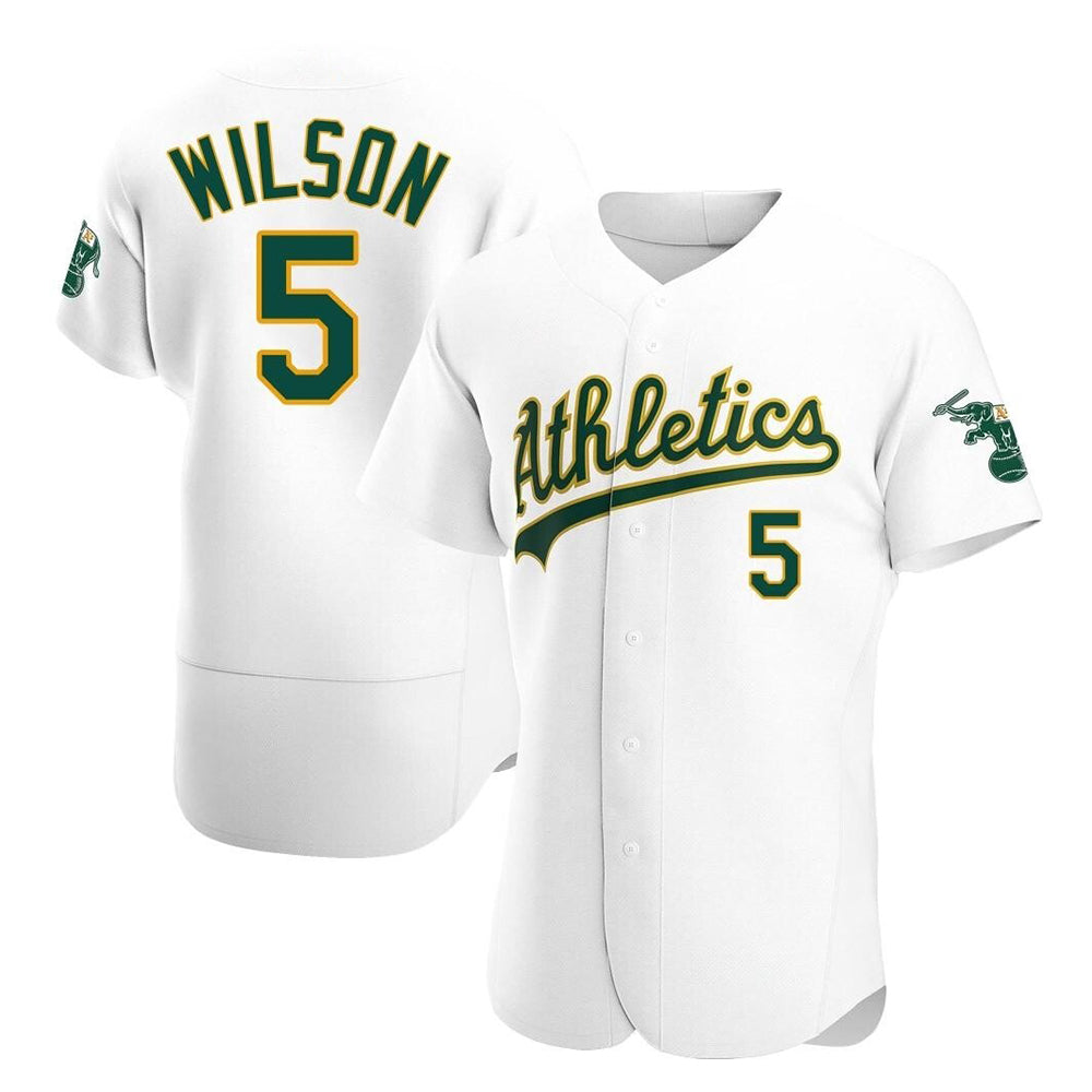 Blandc Athletics #5 Jacob Wilson White Authentic Home Stitched Jersey