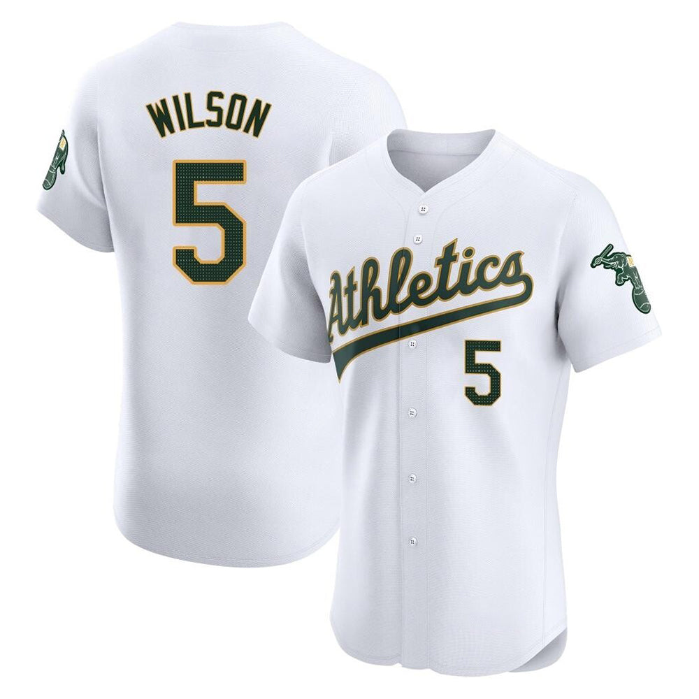 Blandc Athletics #5 Jacob Wilson White Elite Home Stitched Jersey