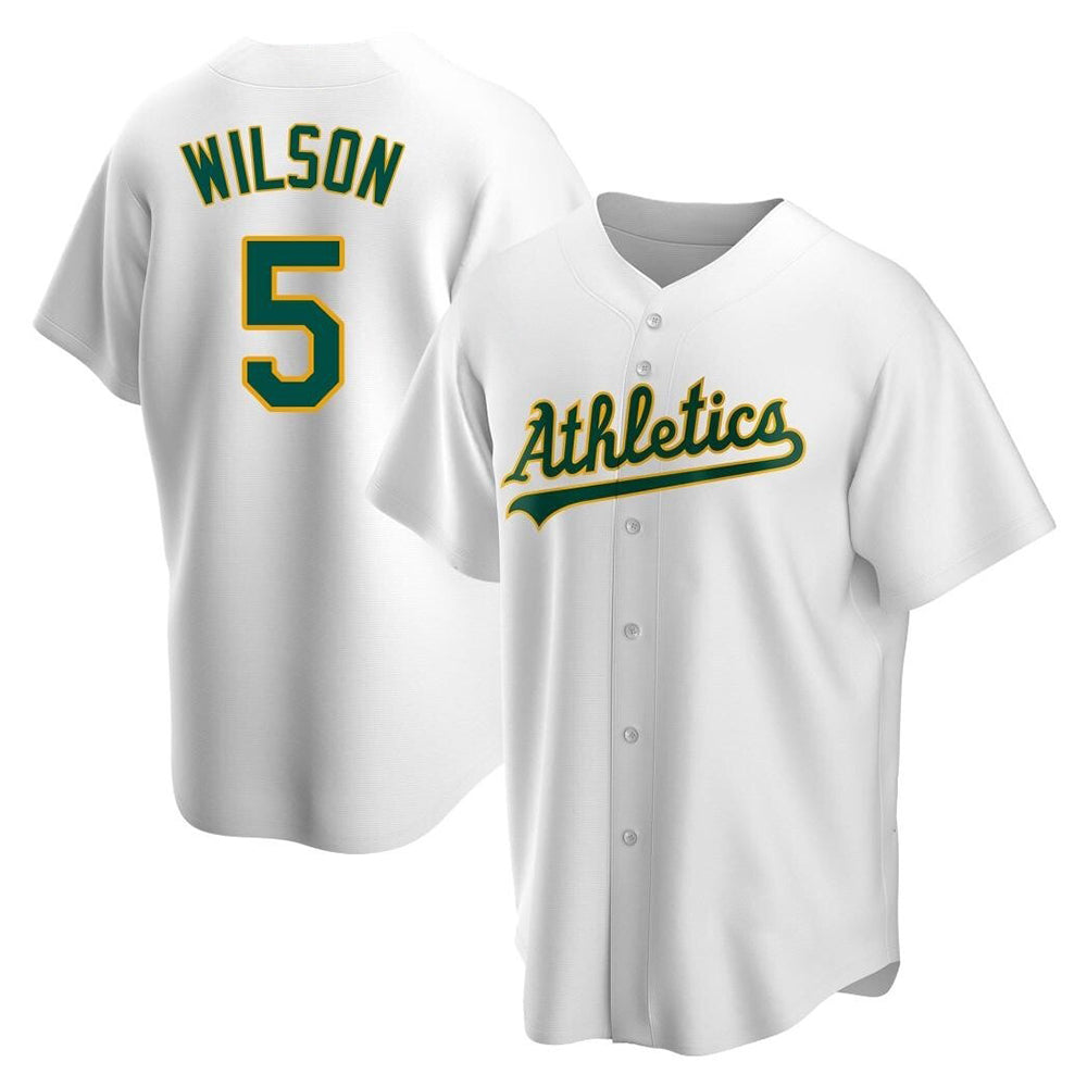 Blandc Athletics #5 Jacob Wilson White Replica Home Stitched Jersey