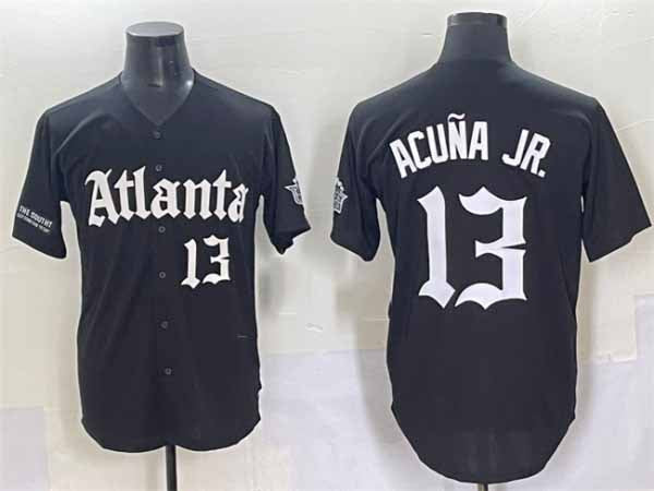 Blandc A.Braves #13 Ronald Acuna Jr. Black Gothic South x Outkast Edition Vapor Limited Stitched Personalized Jersey