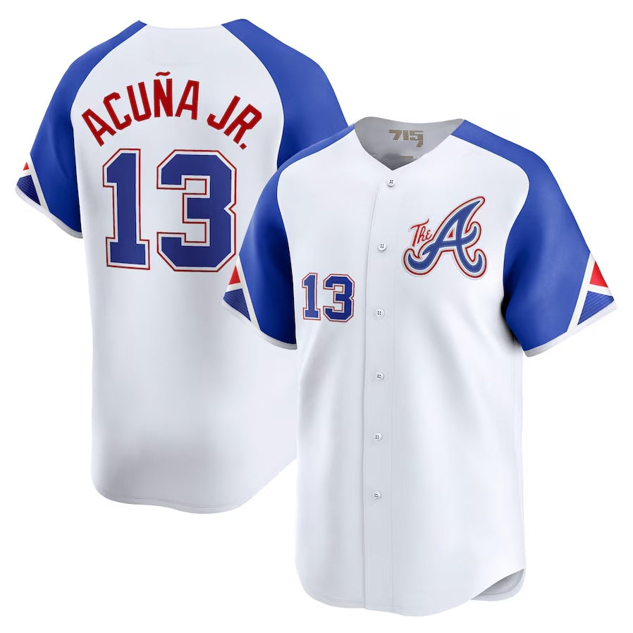 Blandc A.Braves #13 Ronald Acuna Jr. City Connect Limited Jersey - White Personalized Jerseys