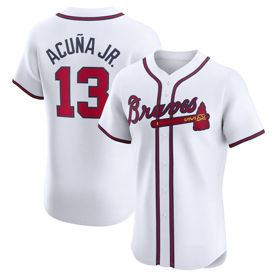 Blandc A.Braves #13 Ronald Acuna Jr. Home Elite Jersey - White Personalized Jerseys
