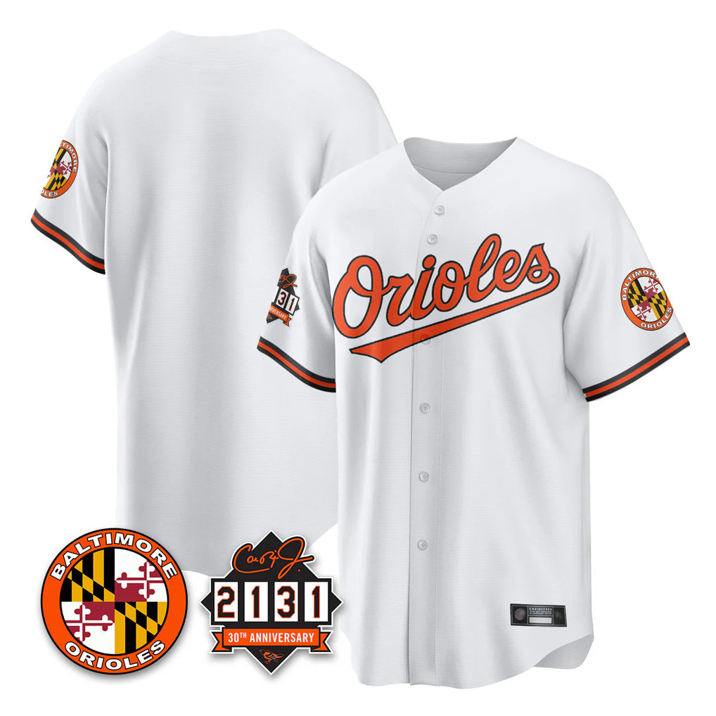 Blandc B.Orioles White 30th Anniversary of 2131 Home Game Blank Player Stitched Jerseys