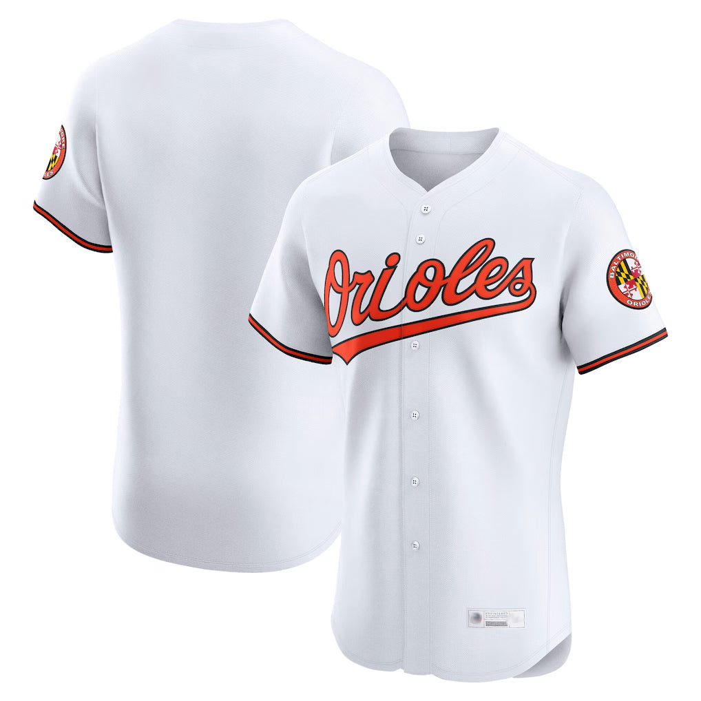 Blandc B.Orioles White Limited Elite Home Game Blank Player Stitched Jerseys
