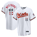 Blandc B.Orioles #11 Jordan Westburg Player White USA 250 Fourth of July Home Game Stitched Jerseys