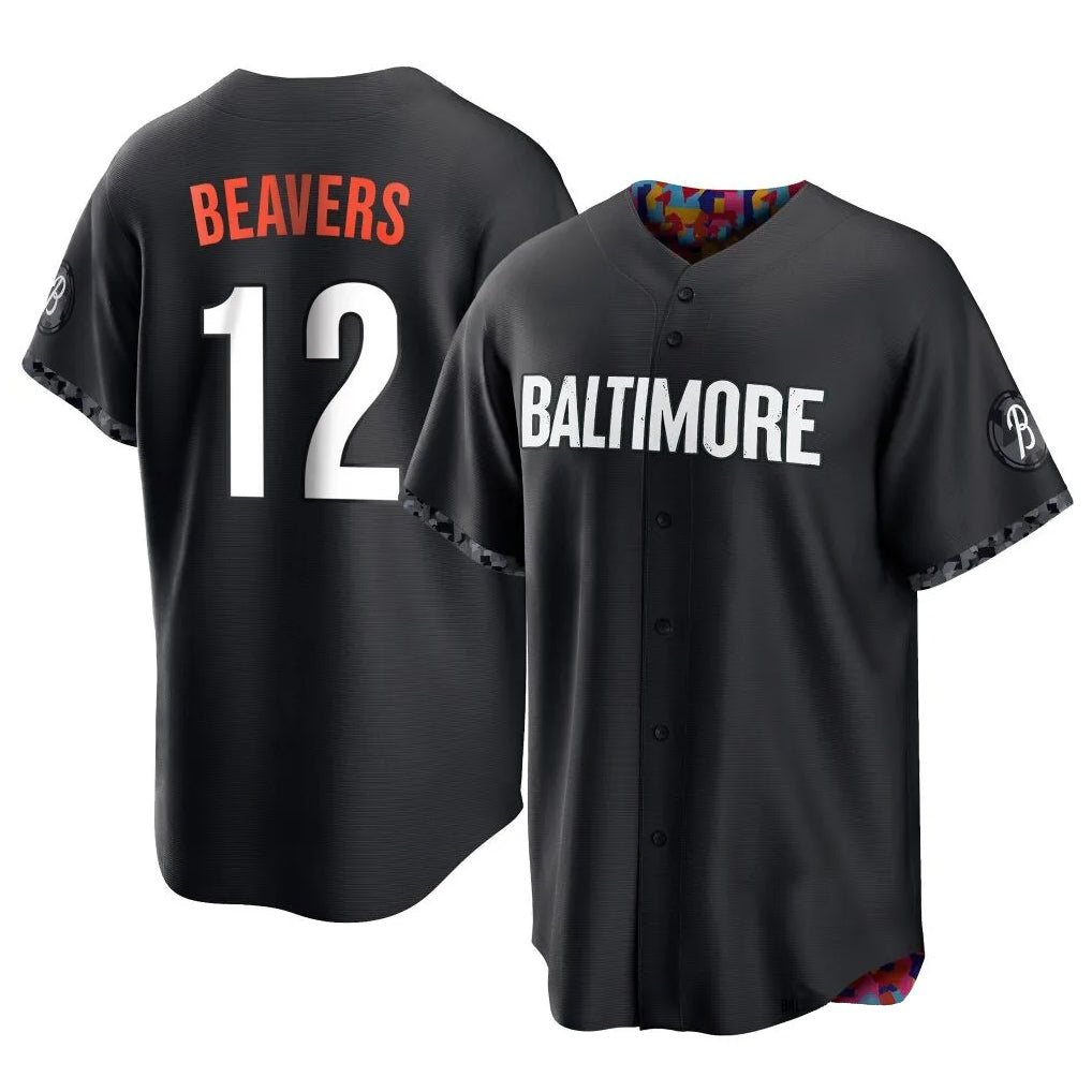 Blandc B.Orioles #12 Dylan Beavers Player Black City Connect Home Game Stitched Jerseys