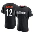 Blandc B.Orioles #12 Dylan Beavers Player Black City Connect Limited Elite Home Game Stitched Jerseys