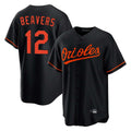 Blandc B.Orioles #12 Dylan Beavers Player Black Home Game Stitched Jerseys