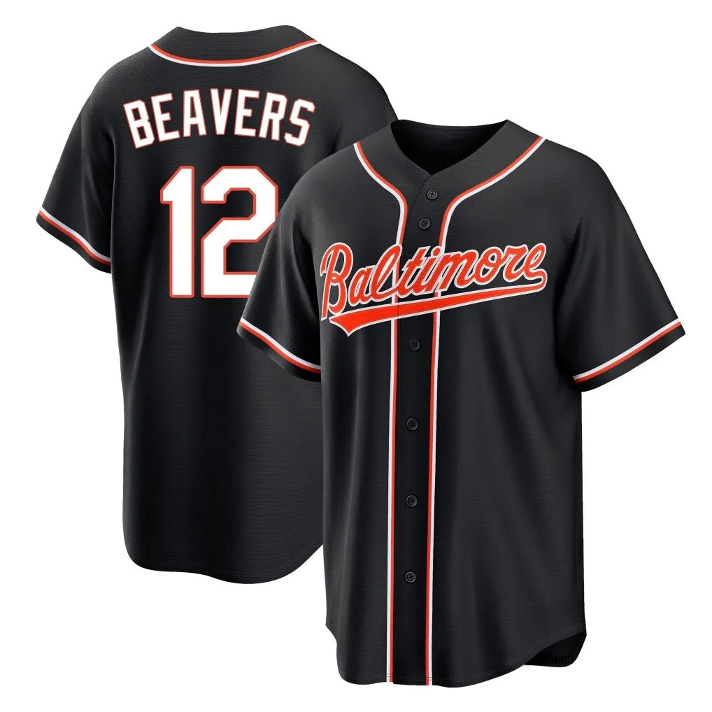 Blandc B.Orioles #12 Dylan Beavers Player Black Out Home Game Stitched Jerseys