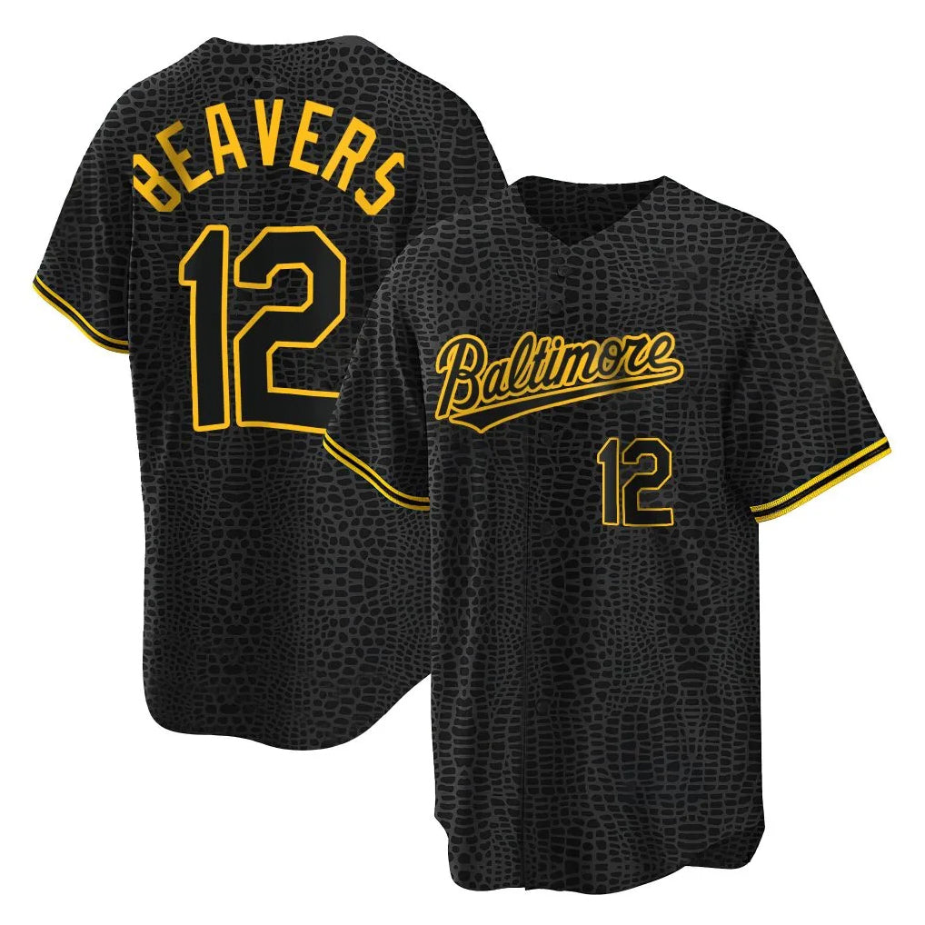 Blandc B.Orioles #12 Dylan Beavers Player Black Snake Skin City Home Game Stitched Jerseys