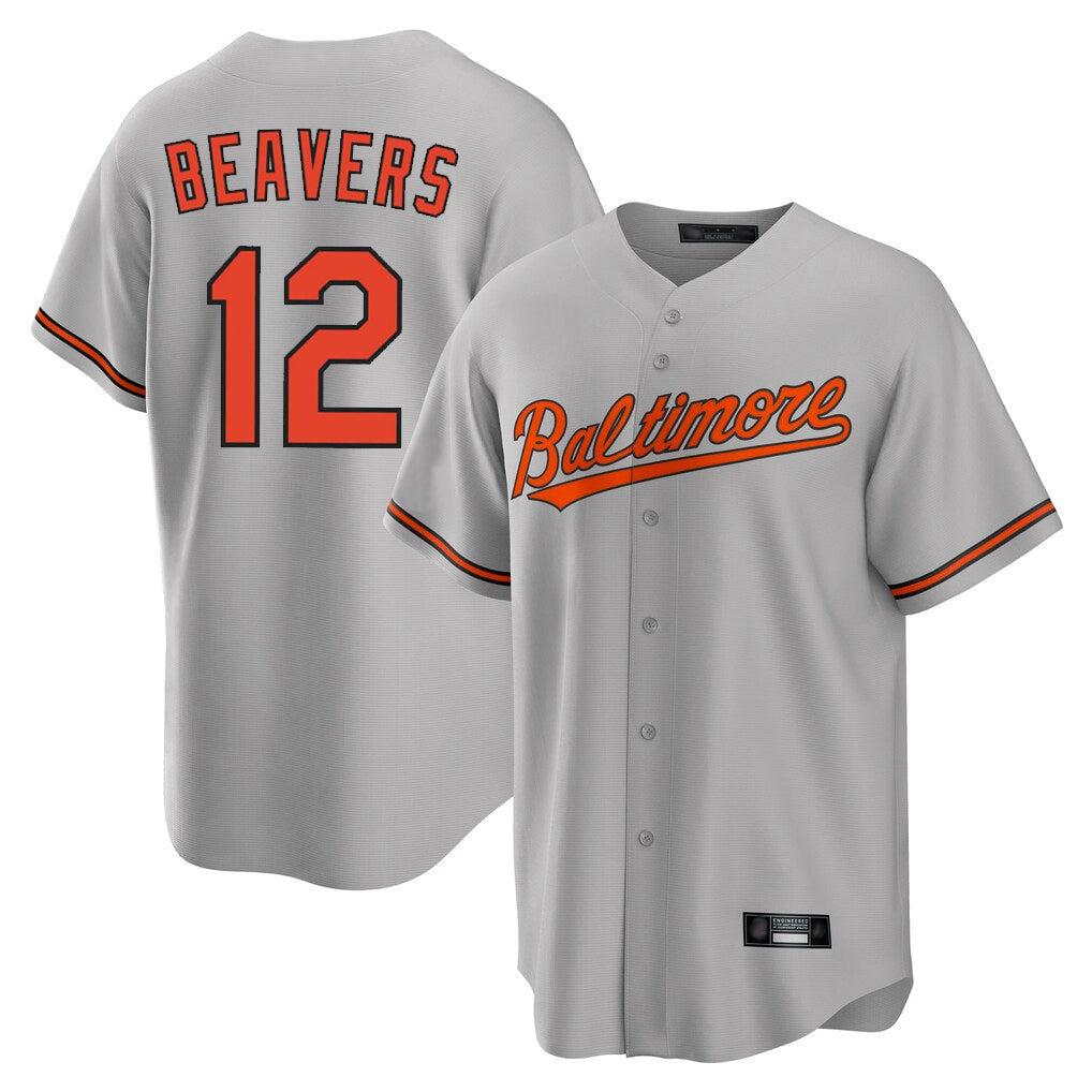 Blandc B.Orioles #12 Dylan Beavers Player Gray Home Game Stitched Jerseys