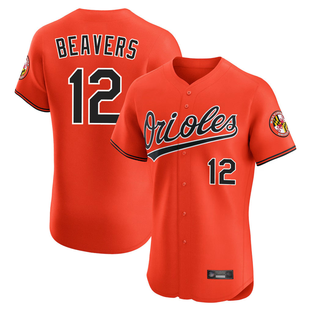 Blandc B.Orioles #12 Dylan Beavers Player Orange Limited Elite Home Game Stitched Jerseys