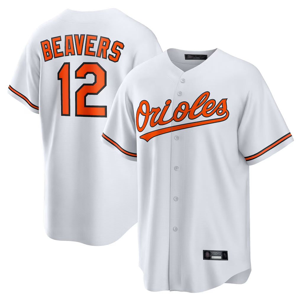 Blandc B.Orioles #12 Dylan Beavers Player White Home Game Stitched Jerseys