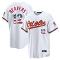 Blandc B.Orioles #12 Dylan Beavers Player White USA 250 Fourth of July Home Game Stitched Jerseys