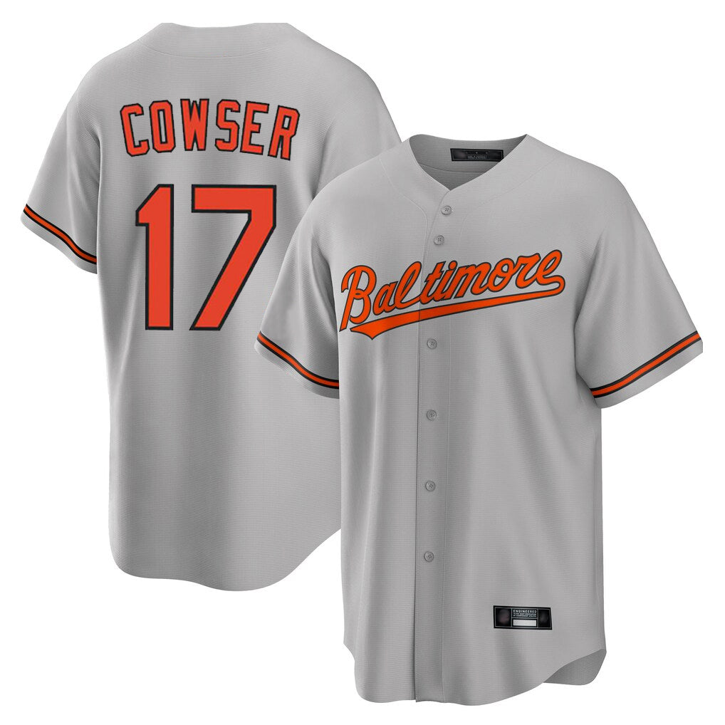 Blandc B.Orioles #17 Colton Cowser Player Gray Home Game Stitched Jerseys