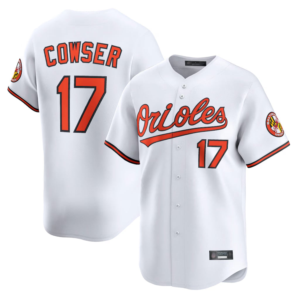 Blandc B.Orioles #17 Colton Cowser Player White Limited Home Game Stitched Jerseys