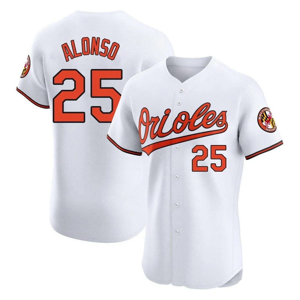 Blandc B.Orioles #25 Pete Alonso Player White Limited Elite Home Game Stitched Jerseys