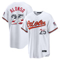 Blandc B.Orioles #25 Pete Alonso Player White USA 250 Fourth of July Home Game Stitched Jerseys